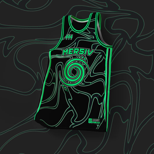 Black and Green Basketball Jersey